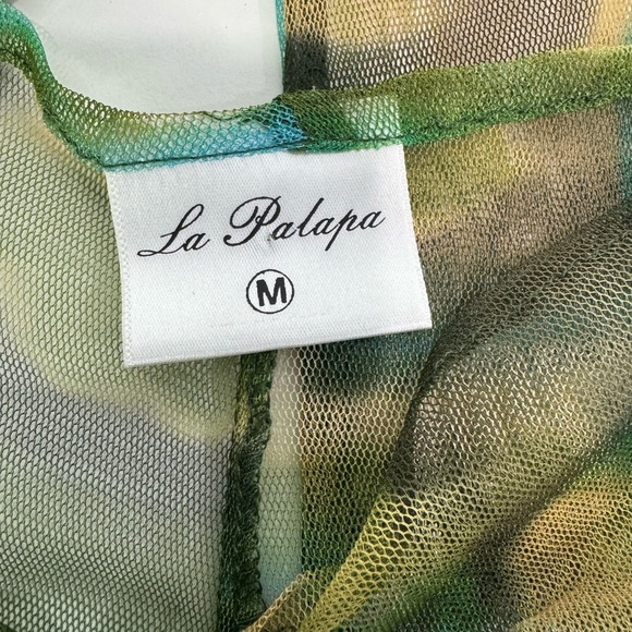 2 piece Swim Coverup Vibrant Yellow Tank with Sheer Patterned Pants - Picture 6 of 10